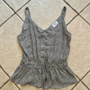 Sienna Sky Peplum Tank Top - Black and White